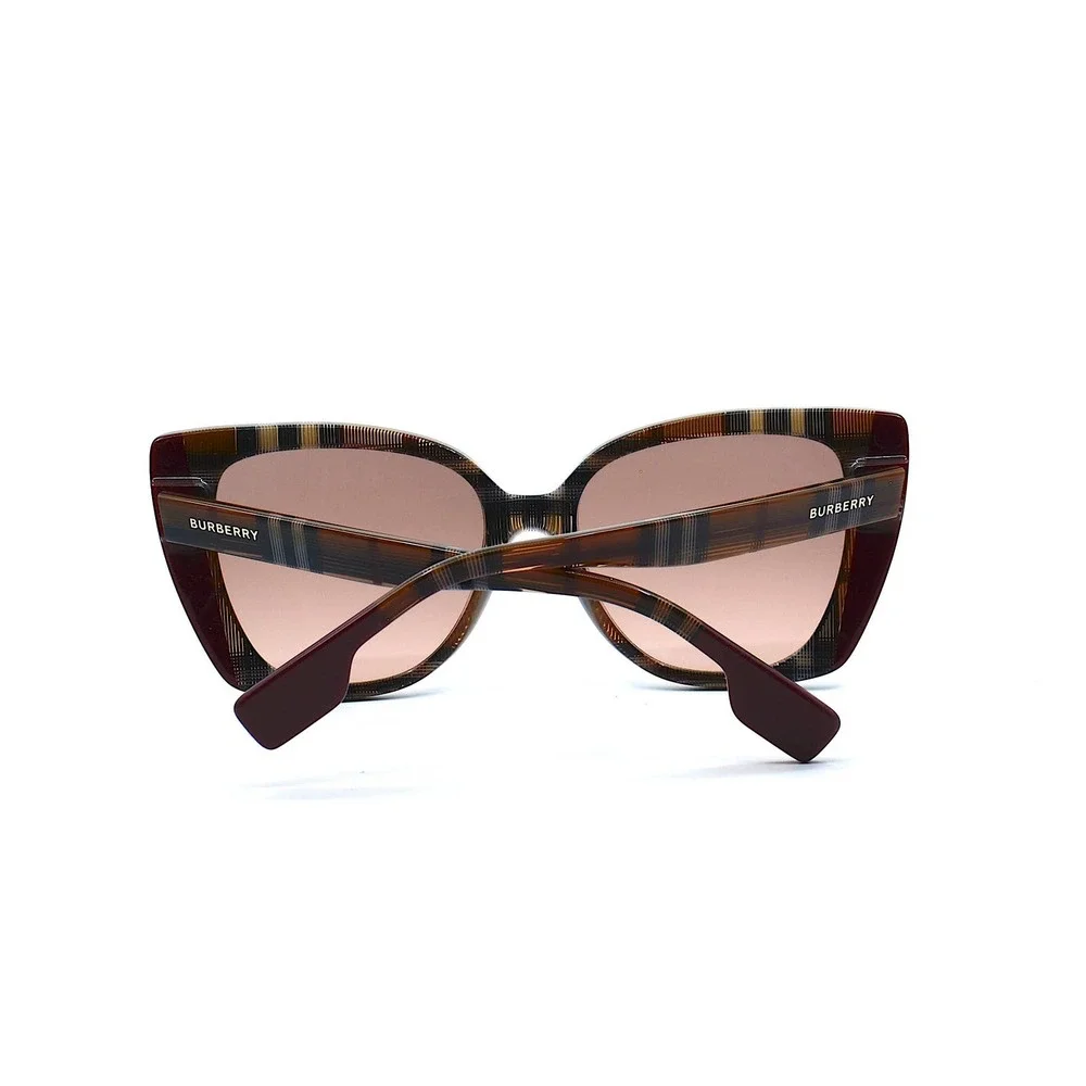 BURBERRY MERYL BE4393 CHECK BROWN BORDEAUX PINK GRADIENT SUNGLASSES - Picture 6 of 10